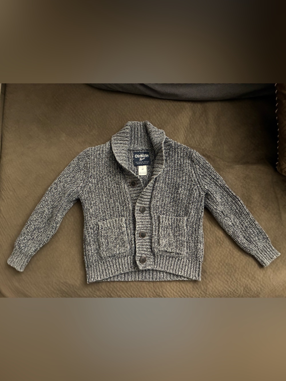 Classic Osh Kosh chunky knit cardigan size 3T 100% cotton natural fiber sweater